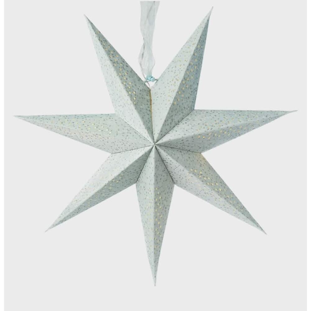 Light-Up Blue Battery-Operated Flocked Star Christmas Hanging Decoration, 29"